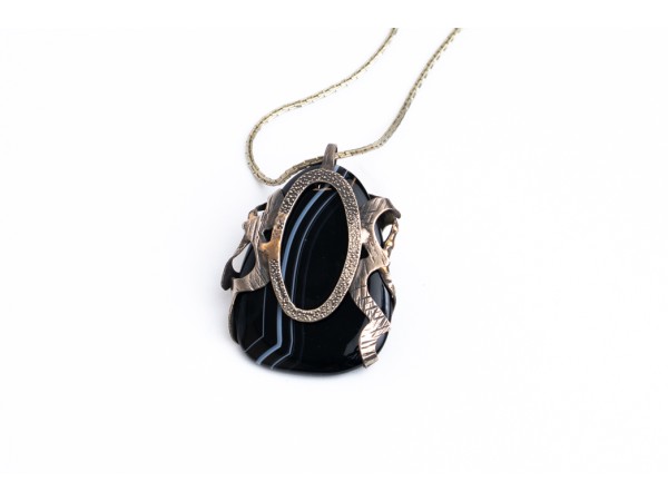 Black agate with a delicate...