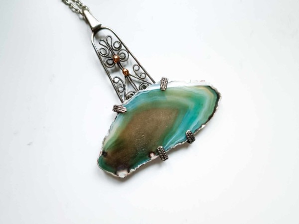 Moss agate in new silver